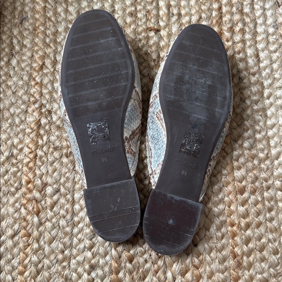 Madewell 9.5 Womens Adelle Ballet Mules Snake Embossed Leather Blue Brown - Picture 5 of 6